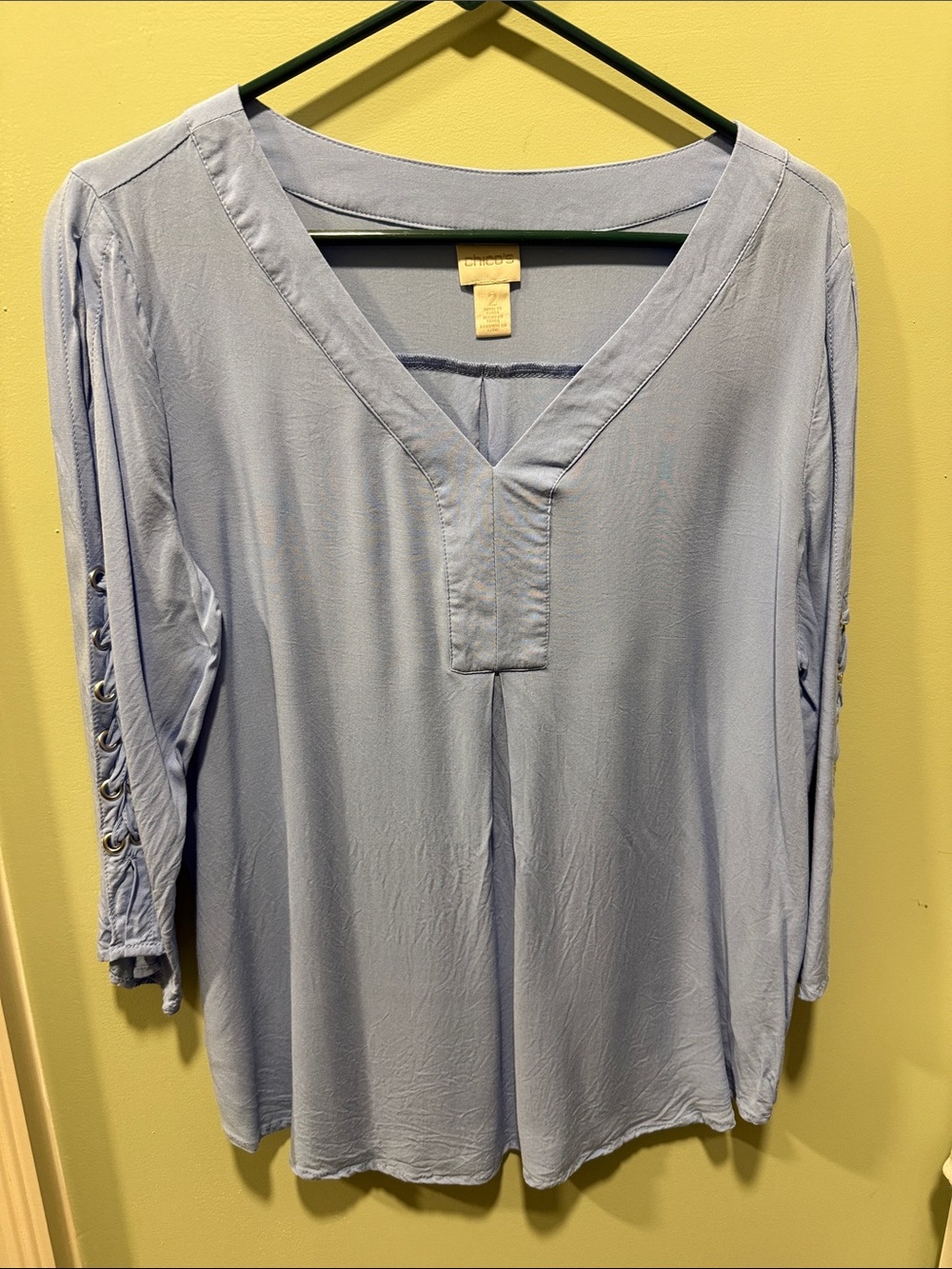 Chico's Soft Sky Blue V-Neck Button-Sleeve Tunic